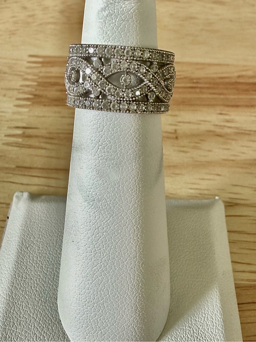 Vintage Sterling Silver CZ Infinity Statement Band - Size 4